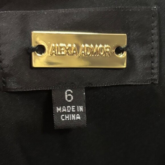 Alexia Admor Floral Black Midi Dress With Puff Sleeves Size 6 - Picture 7 of 8